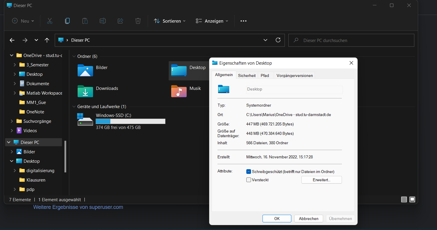 Desktop ist in einem anderen Ordner gespeichert? (Microsoft, Windows 11)