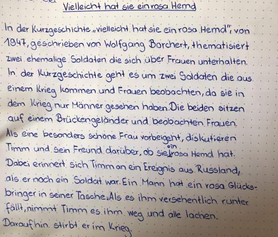 Deutsch Inhaltsangabe? (Grammatik, Kurzgeschichte)