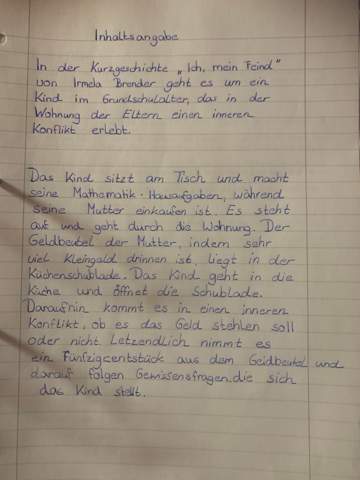 Deutsch! Ist diese Inhaltsangabe gut? (Schule, Deutschunterricht)
