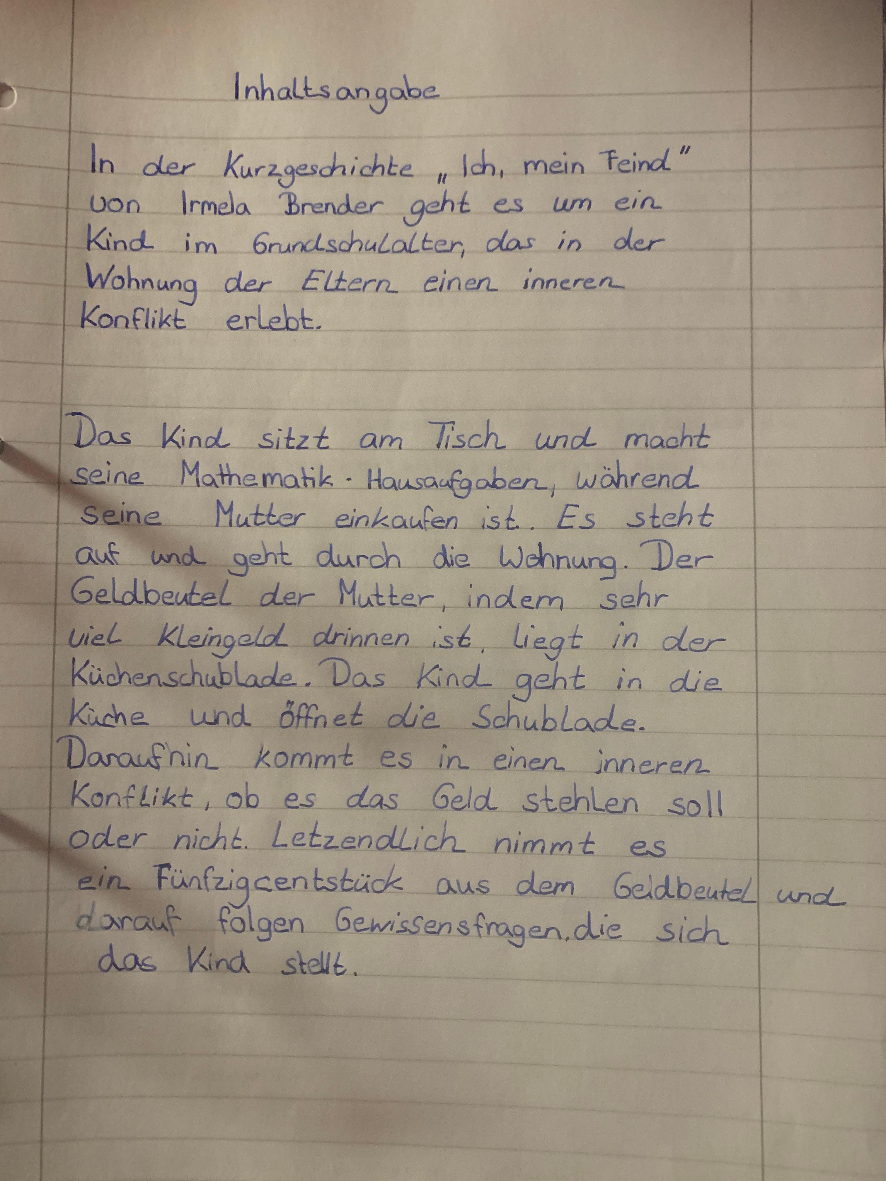 Deutsch! Ist diese Inhaltsangabe gut? (Schule, Deutschunterricht)