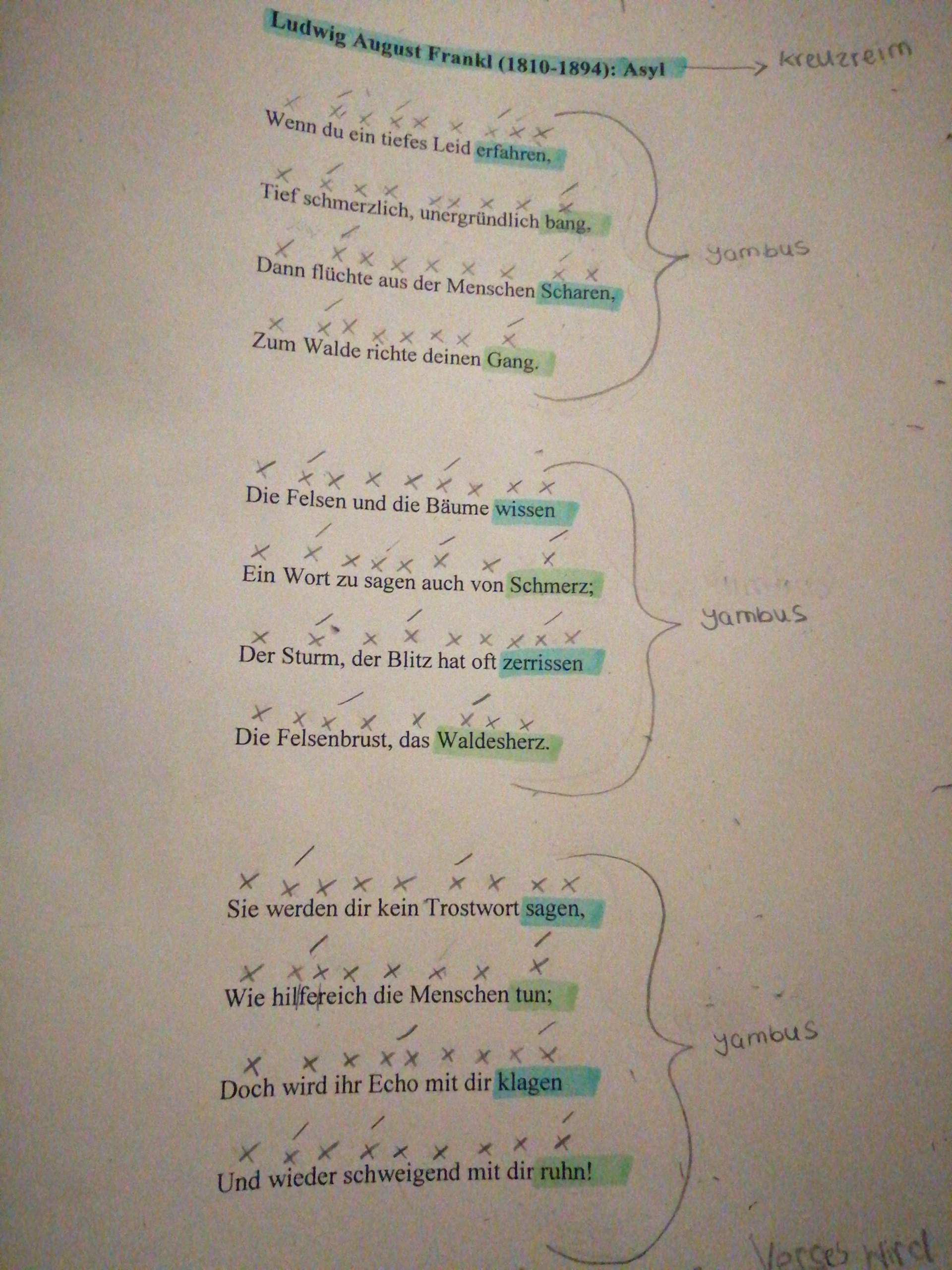 DeutschVersmaß? (Schule, metrum, versmass)