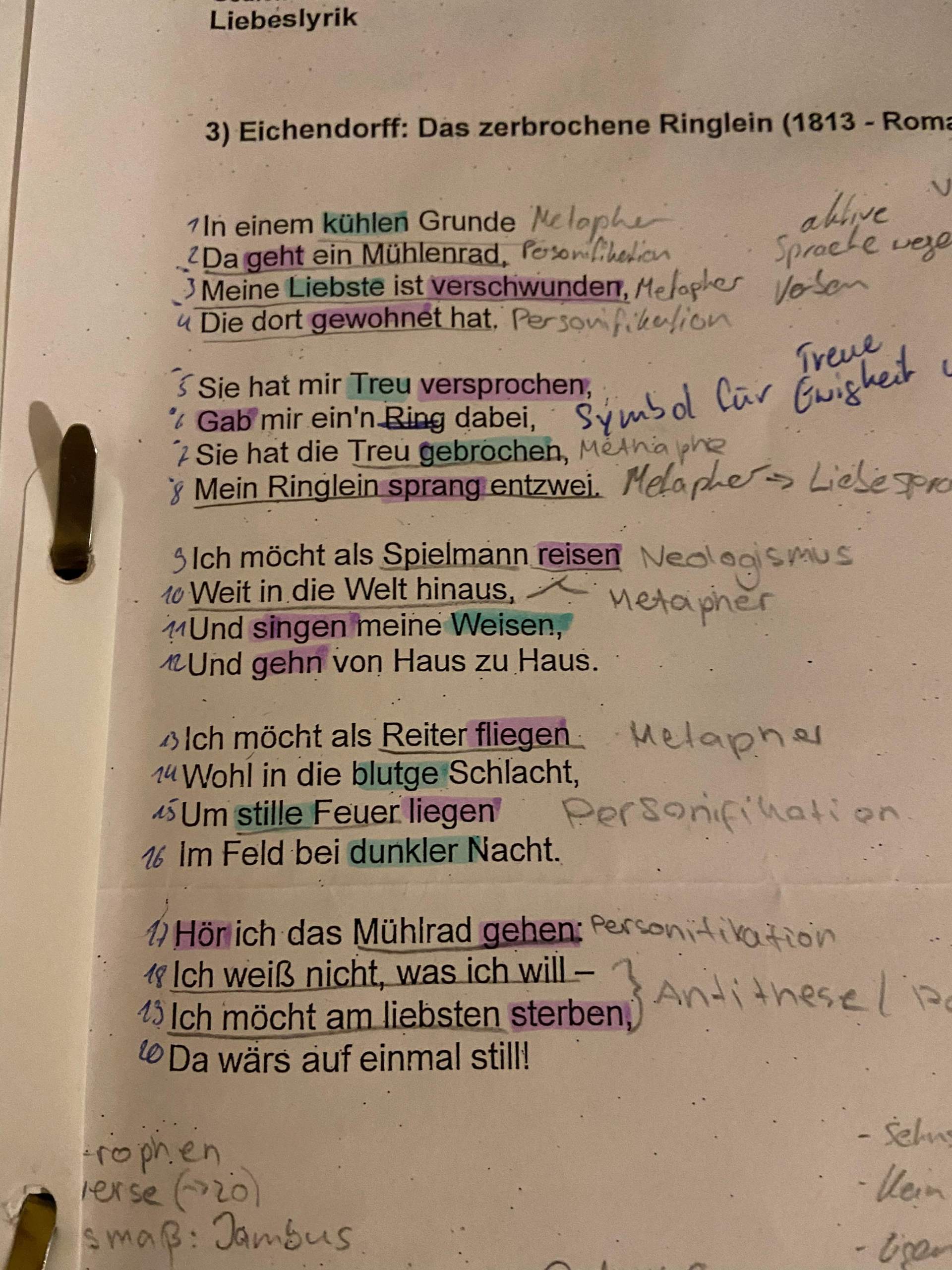 Deutungshypothese Des Gedichtes Deutsch Literatur Gedichtanalyse