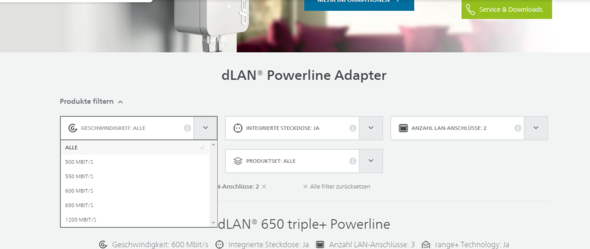Geschwindigkeiten - (Internet, dLAN, Powerline)