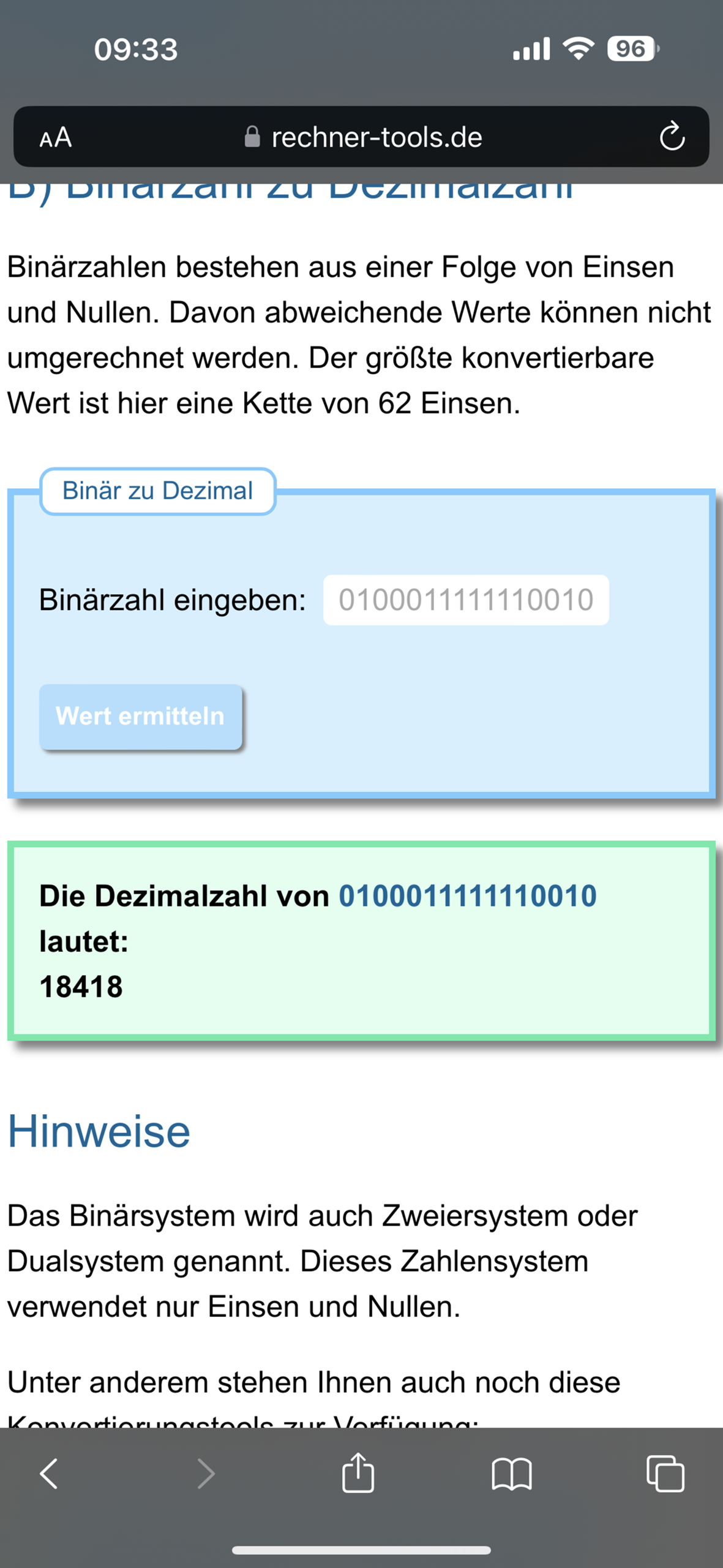 Dezimalzahl und Binärzahl? (Mathematik, Informatik)