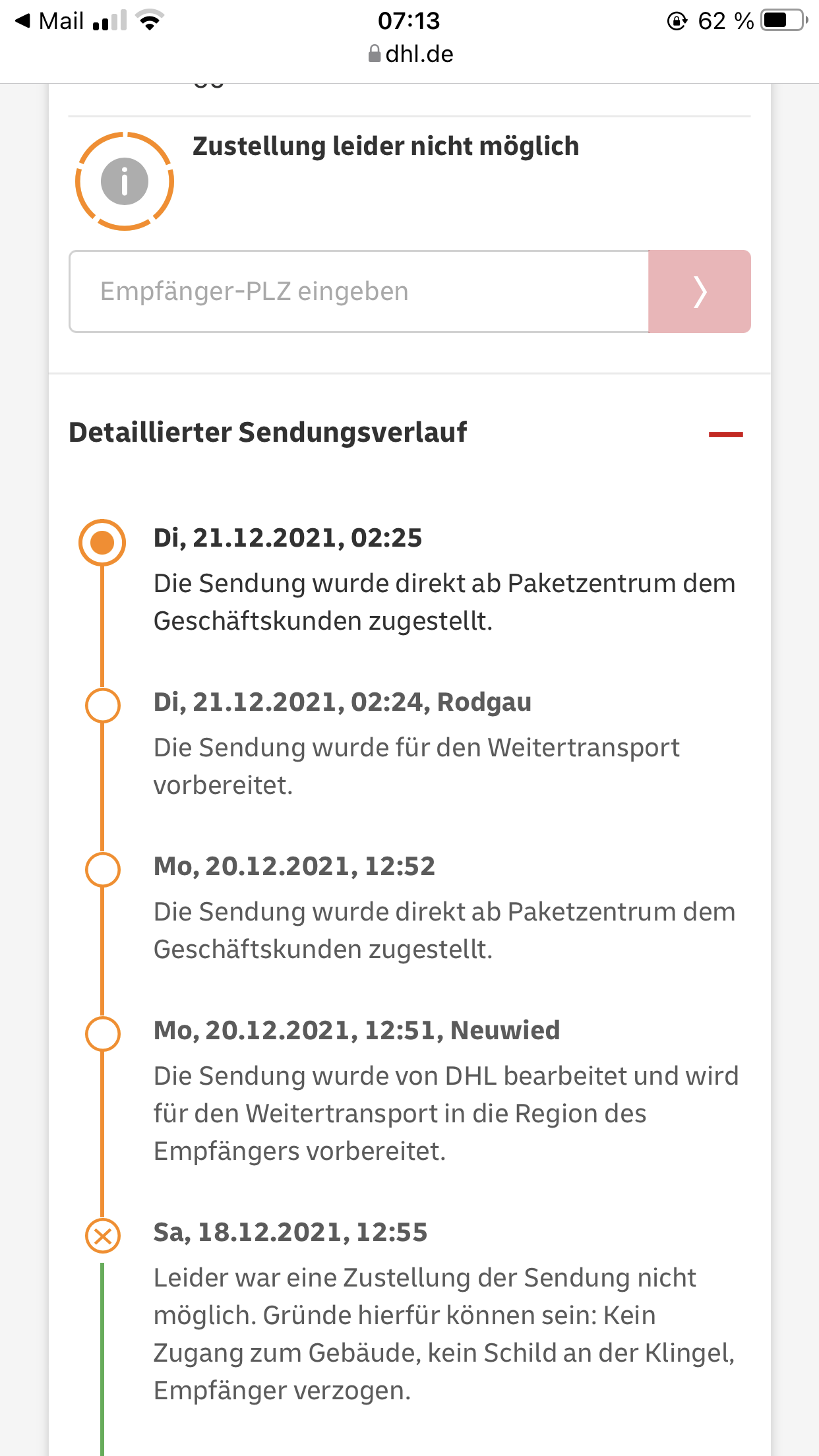Die Sendung Wurde Direkt Ab Paketzentrum Dem Geschäftskunden Zugestellt