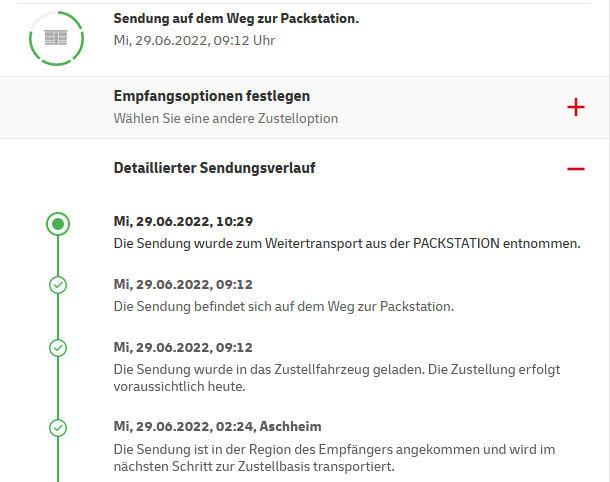 DHL "Die Sendung wurde zum Weitertransport aus der PACKSTATION