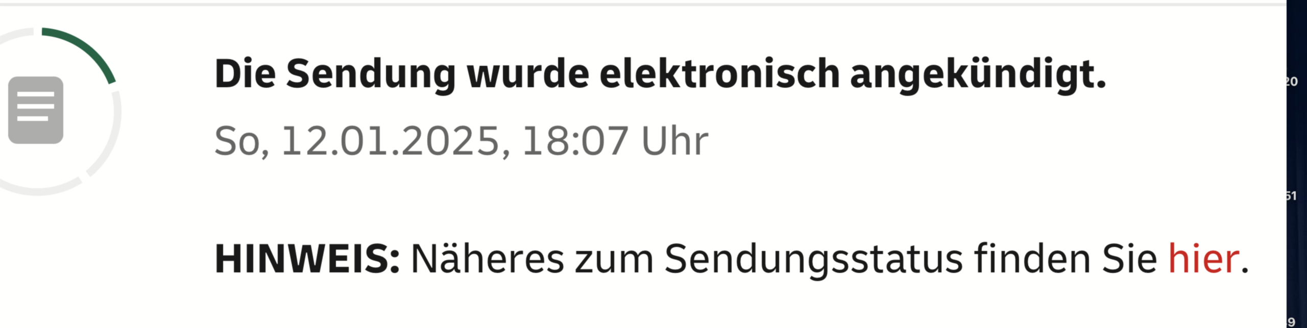 Die Sendung Wurde Elektronisch Angekndigt