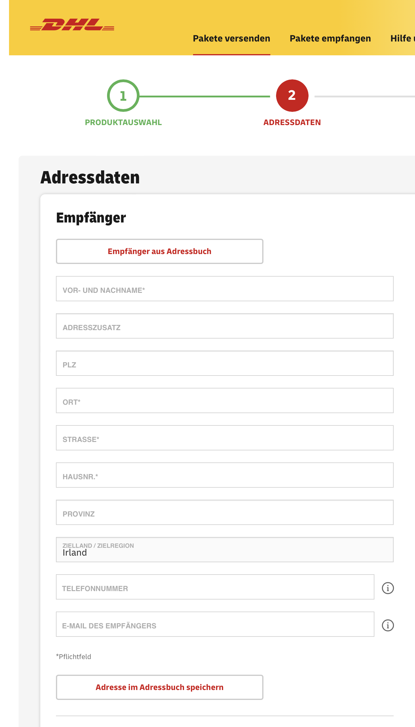 DHL Paket nach Irland richtig adressieren? (Post, Versand, Sendung)