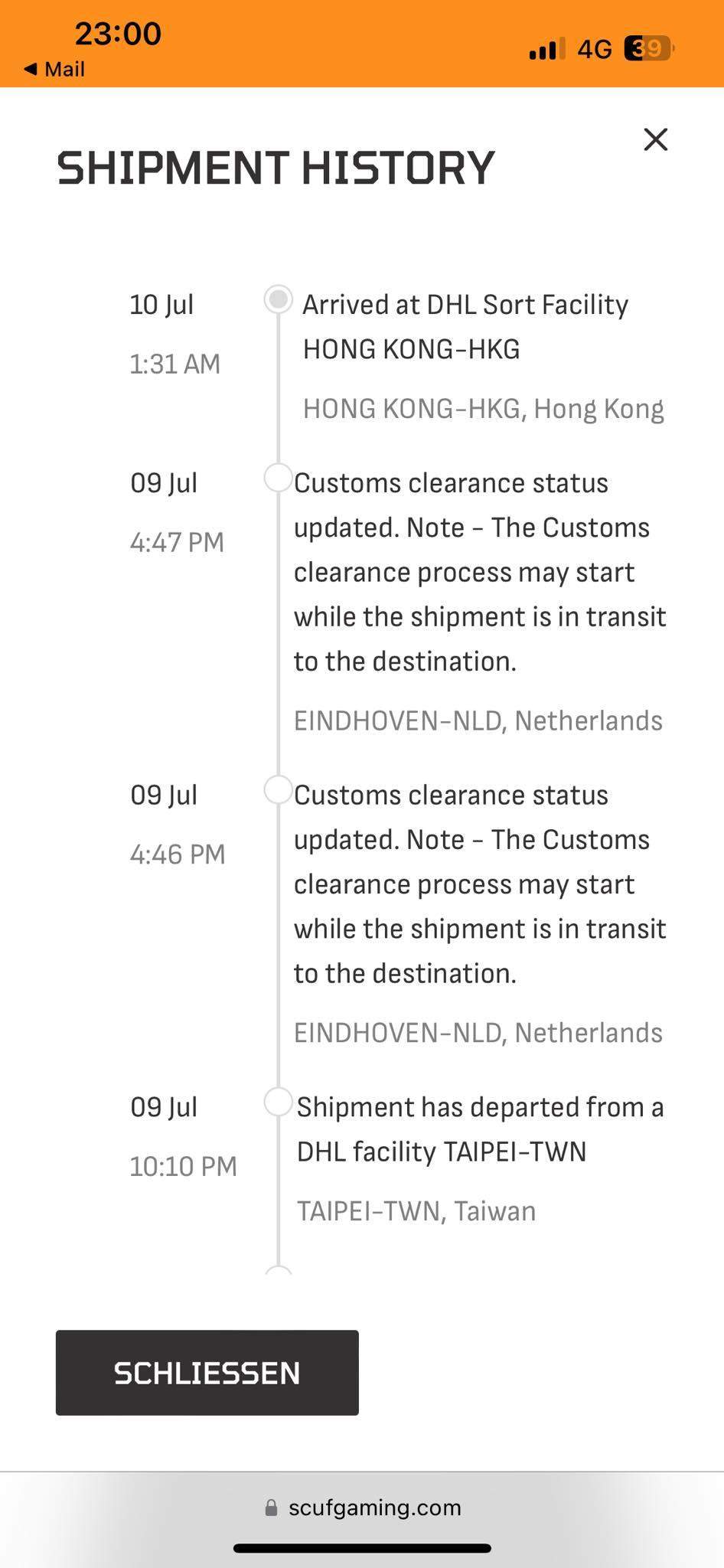 DHL Paket von Niederlande nach Hongkong und wieder nach Deutschland? (Post, Versand, Bestellung)