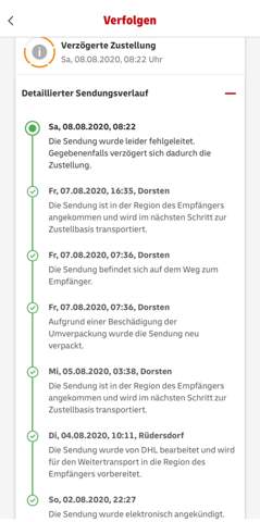 Dhl Paket Wurde Leider Fehlgeleitet Gegebenenfalls Verzogert Sich Dadurch Die Zustellung Recht