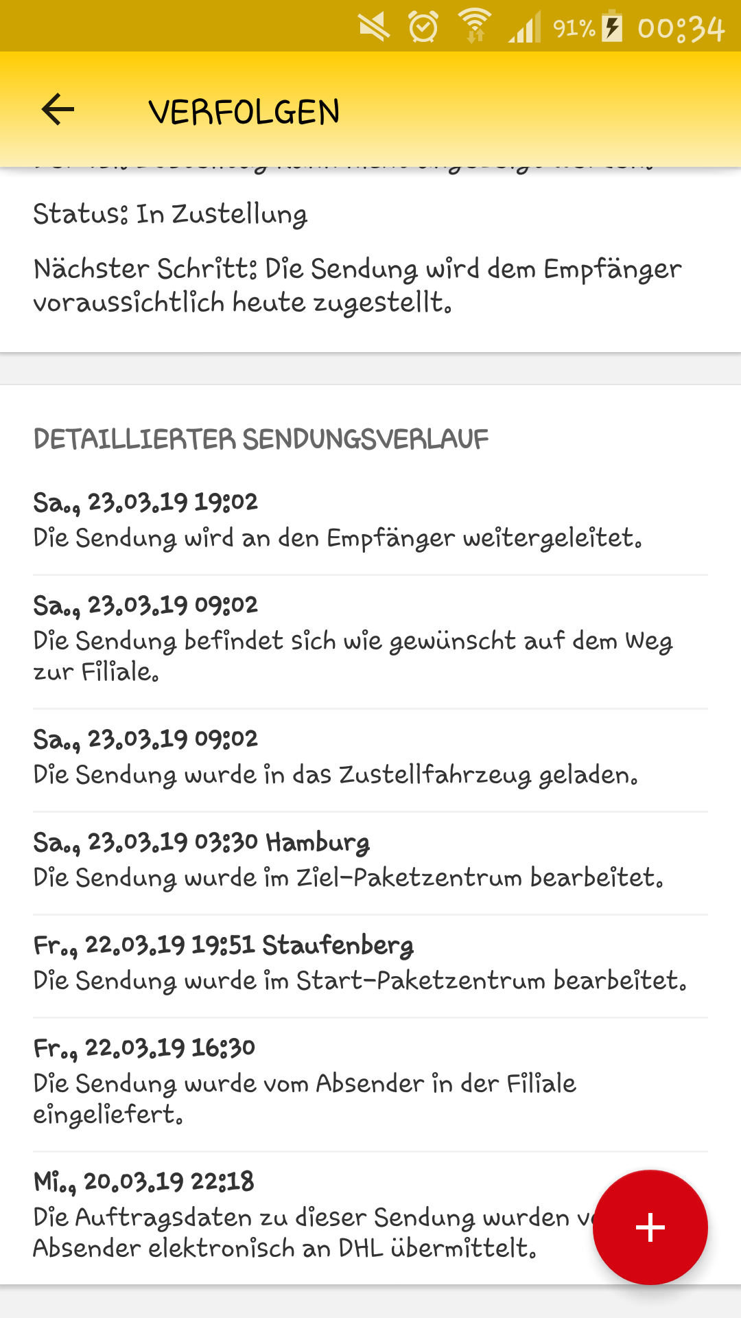 DHL Paketstatus "Die Sendung wird an den Empfänger weitergeleitet "? (DHL Paket)
