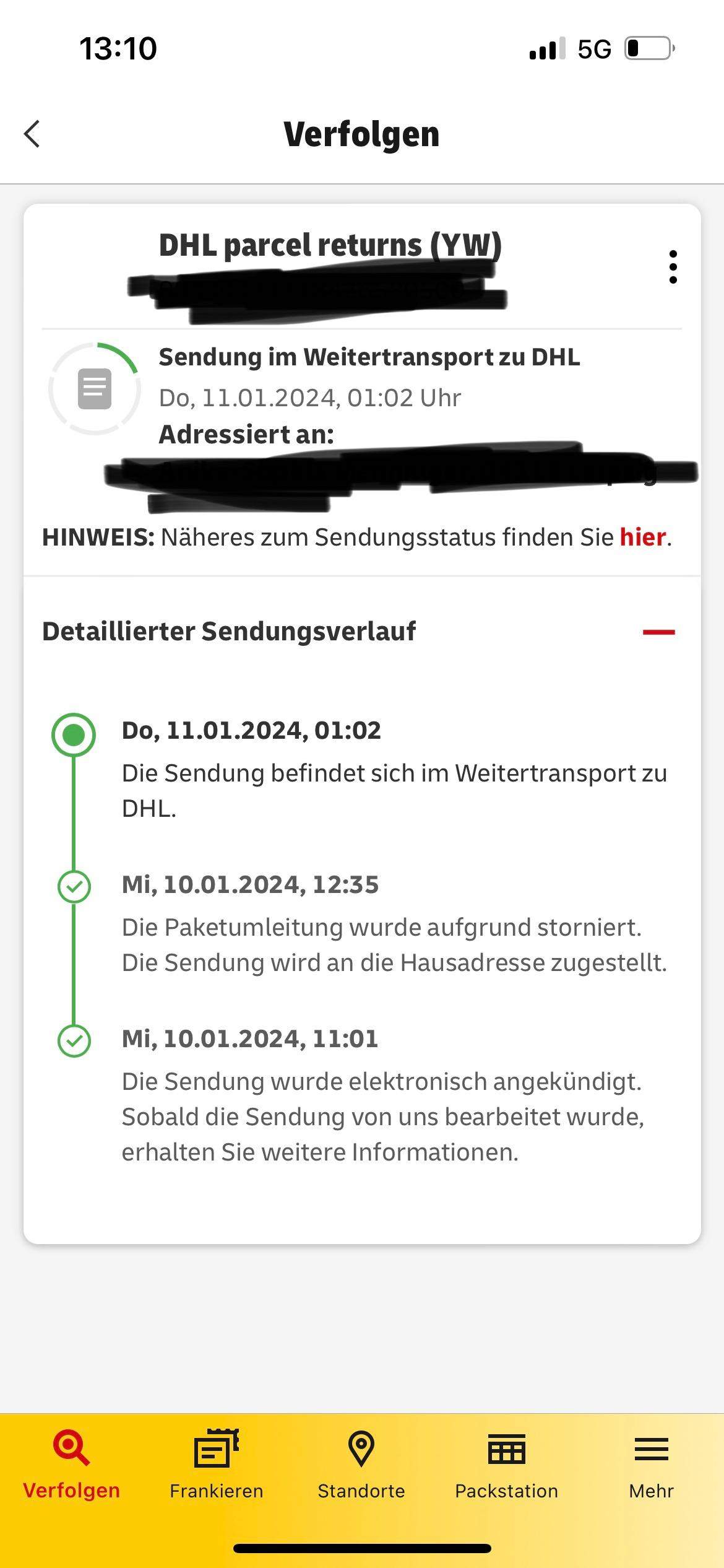 DHL Parcel Returns (YW) Annahme verweigern? (Versand, Paket, Lieferung)