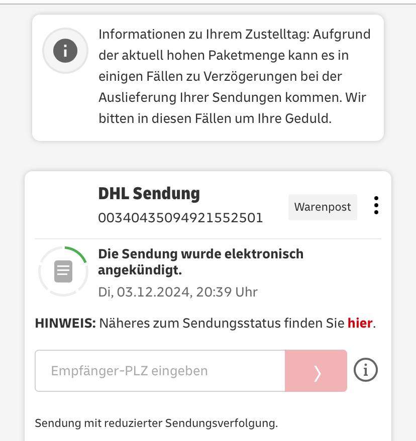 Die Sendung Wurde Elektronisch Angekndigt