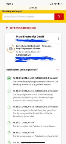 Dhl Sendung konnte nicht zugestellt werden? (Paket)