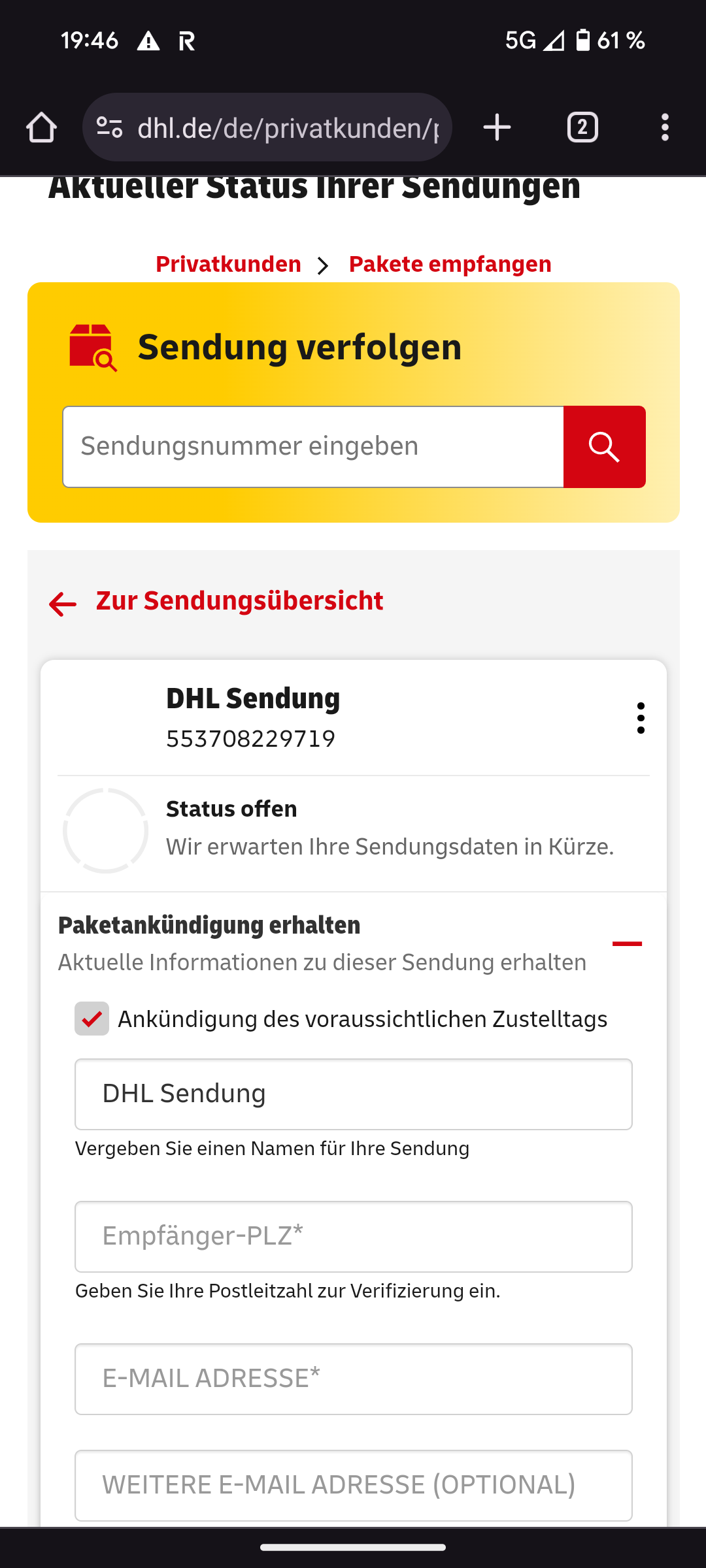 DHL Sendungsstatus? (Versand, Paket, Lieferung)