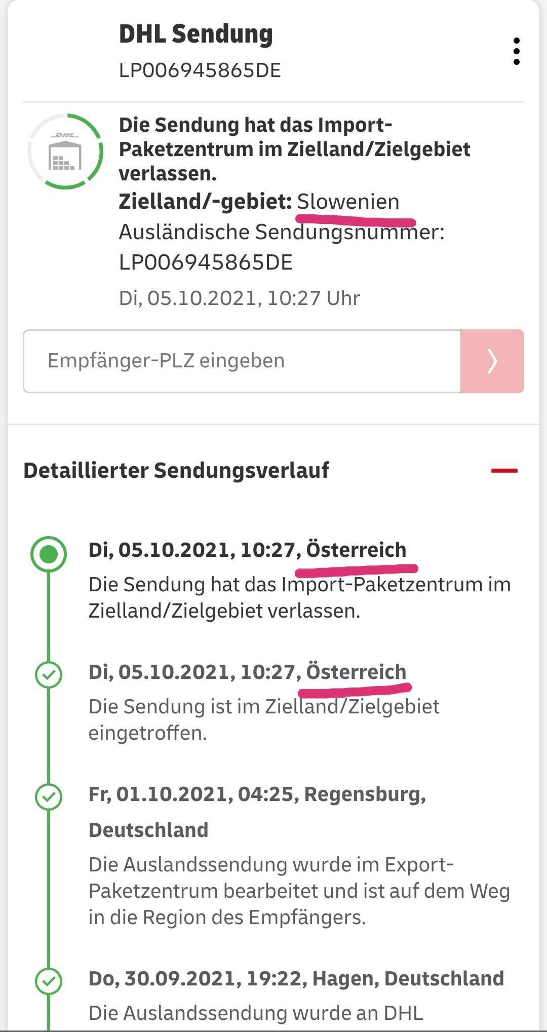 Die Sendung Hat Das Import Paketzentrum Im Zielland Zielgebiet Verlassen