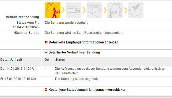 Status - (Paket, DHL)