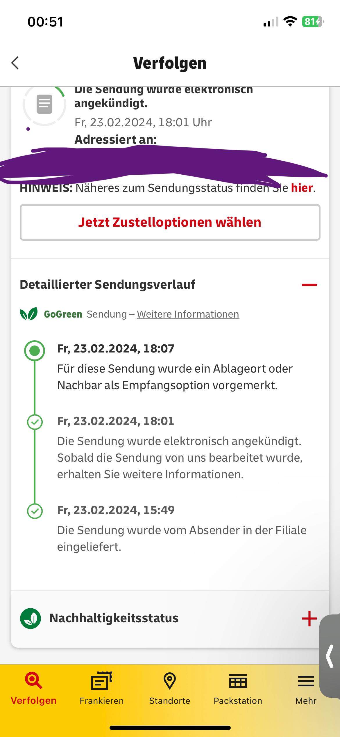 Dhl zuerst in der Filiale eingeliefert und dann elektronisch angekündigt? (Amazon, Post, Versand)
