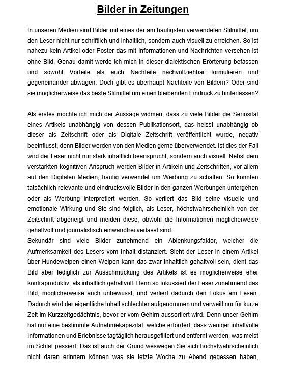 Dialektische Erörterung Beispiel Klasse 9