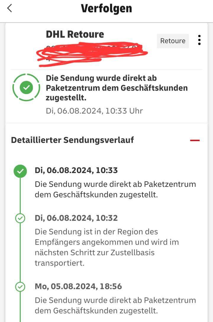 Die Sendung Wurde Direkt Ab Paketzentrum Dem Geschftskunden Zugestellt