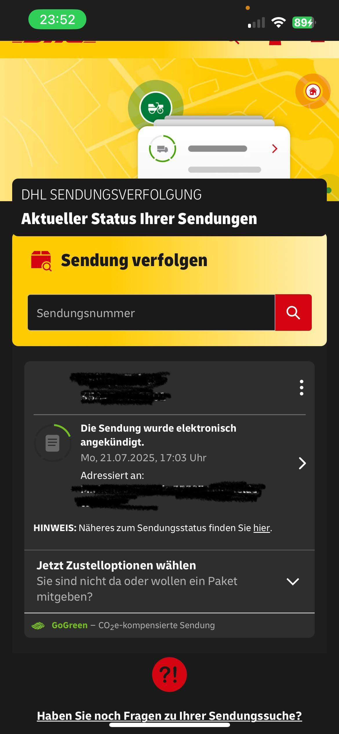 Die Sendung Wurde Elektronisch Angekndigt