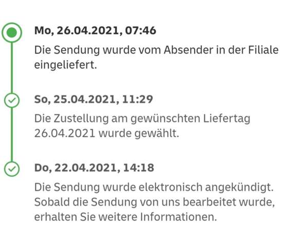 Die Sendung Wurde Vom Absender In Der Filiale Eingeliefert. "Die Sendung wurde vom Absender in der Filiale eingeliefert" Zustellung