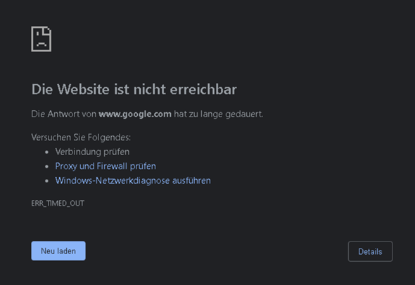 Die Website ist nicht erreichbar bei Chrome?