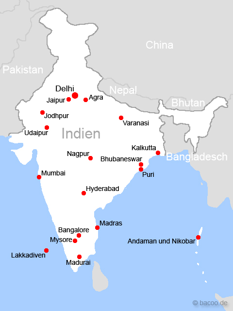 Die wichtigsten Städte der Karte Indiens? (Stadt, Karten, Indien) Die wichtigsten Städte der Karte Indiens? (Stadt, Karten, Indien)