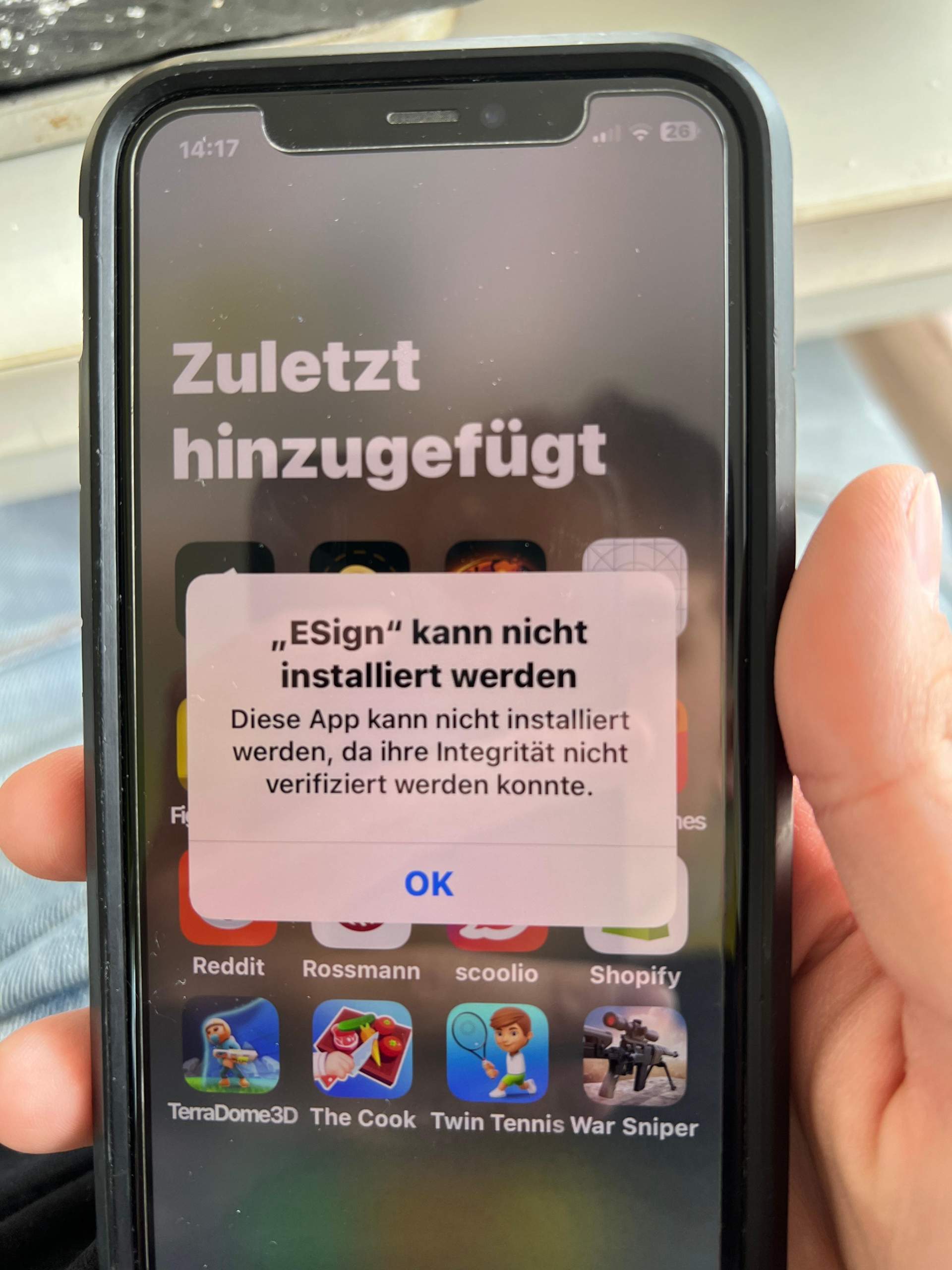 Wie kann ich ESign (App aus dem Internet) herunterladen ohne dass diese