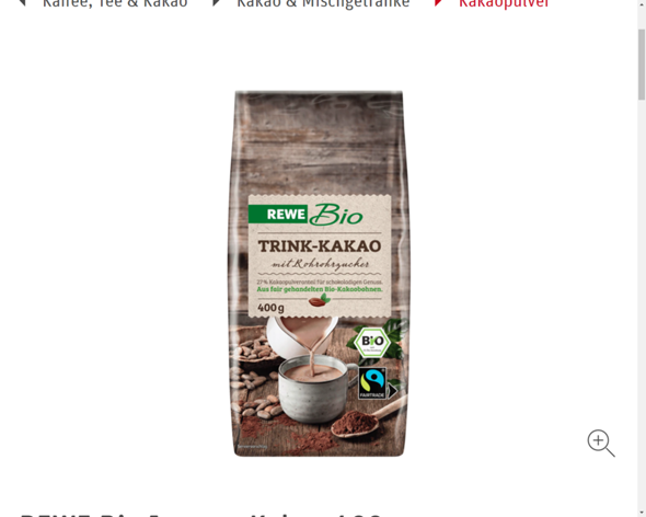 Dieser Bio Kakao von REWE hat 27% Kakaopulver auf 400 gramm, und womit ist der rest befüllt bitteschön, welchen Kakao könnt ihr empfehlen ohne sonstigen stoffe?