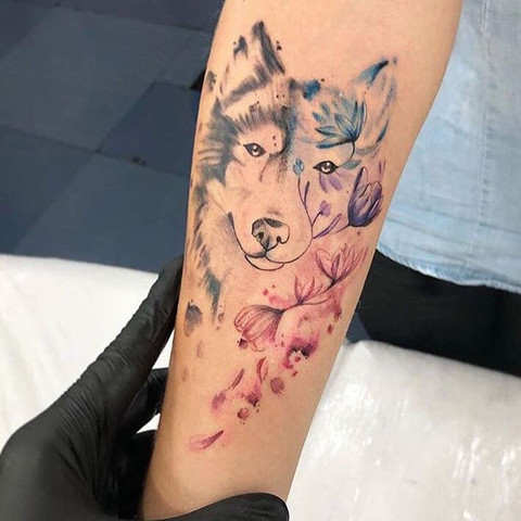Buntes Wolf Tattoo  - (Tattoo, Preis, bunt)