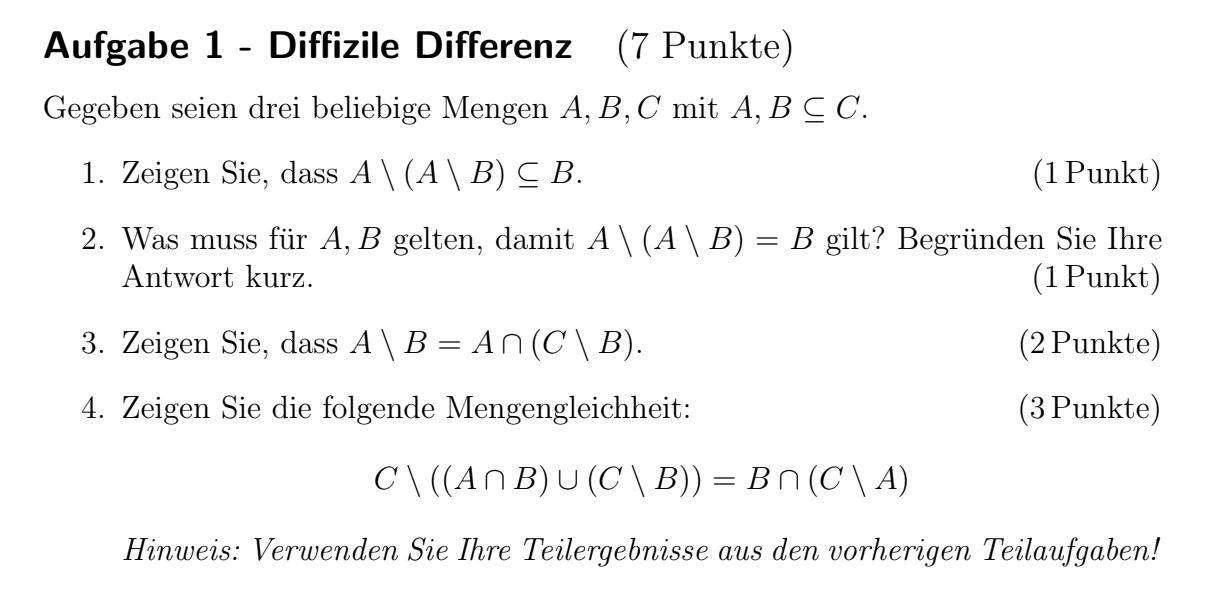 Diffizile Differenz? (Mathematik, Informatik, Mengenlehre)
