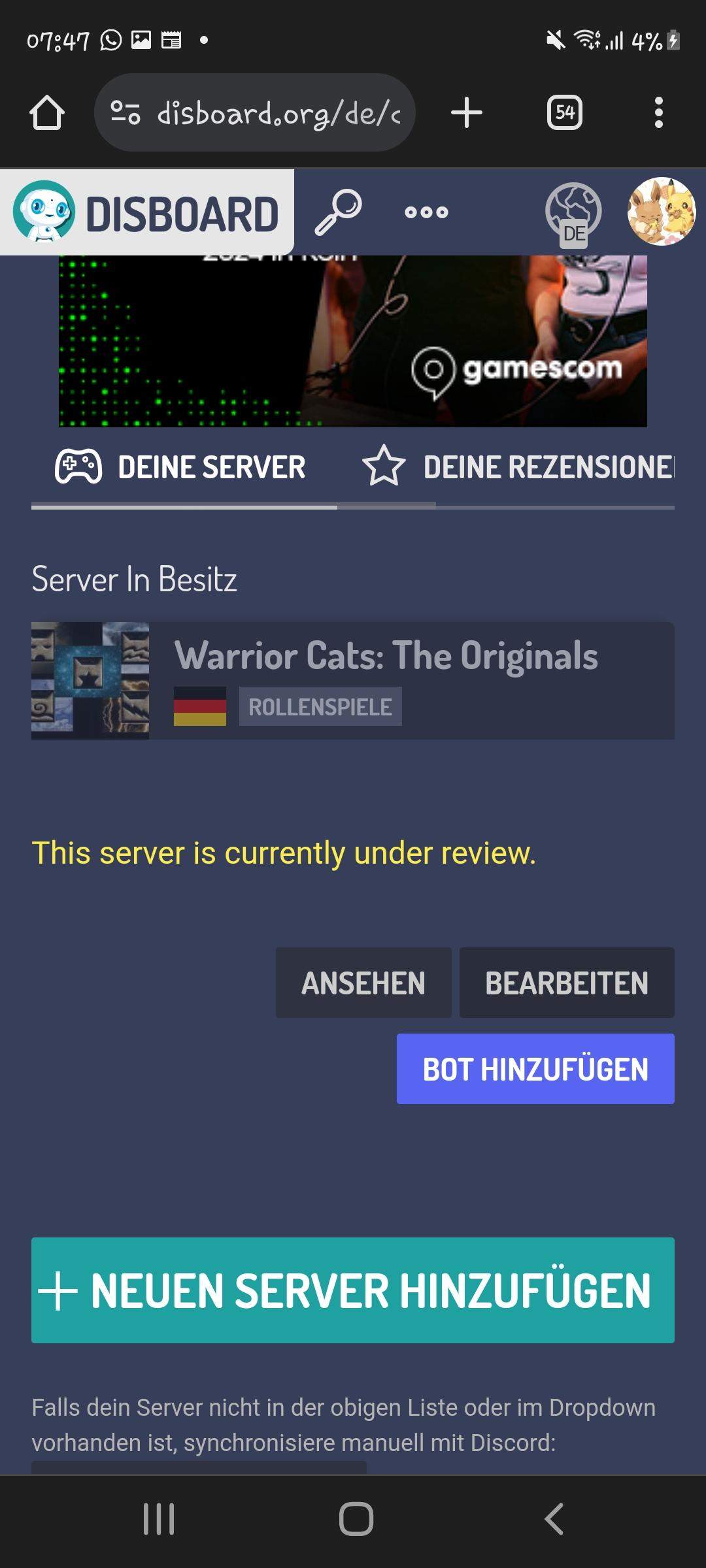 Obs Fehler Beim Laden Des Kanals Disboard Fehler beim Laden des Servers? (Discord, Discord Server)