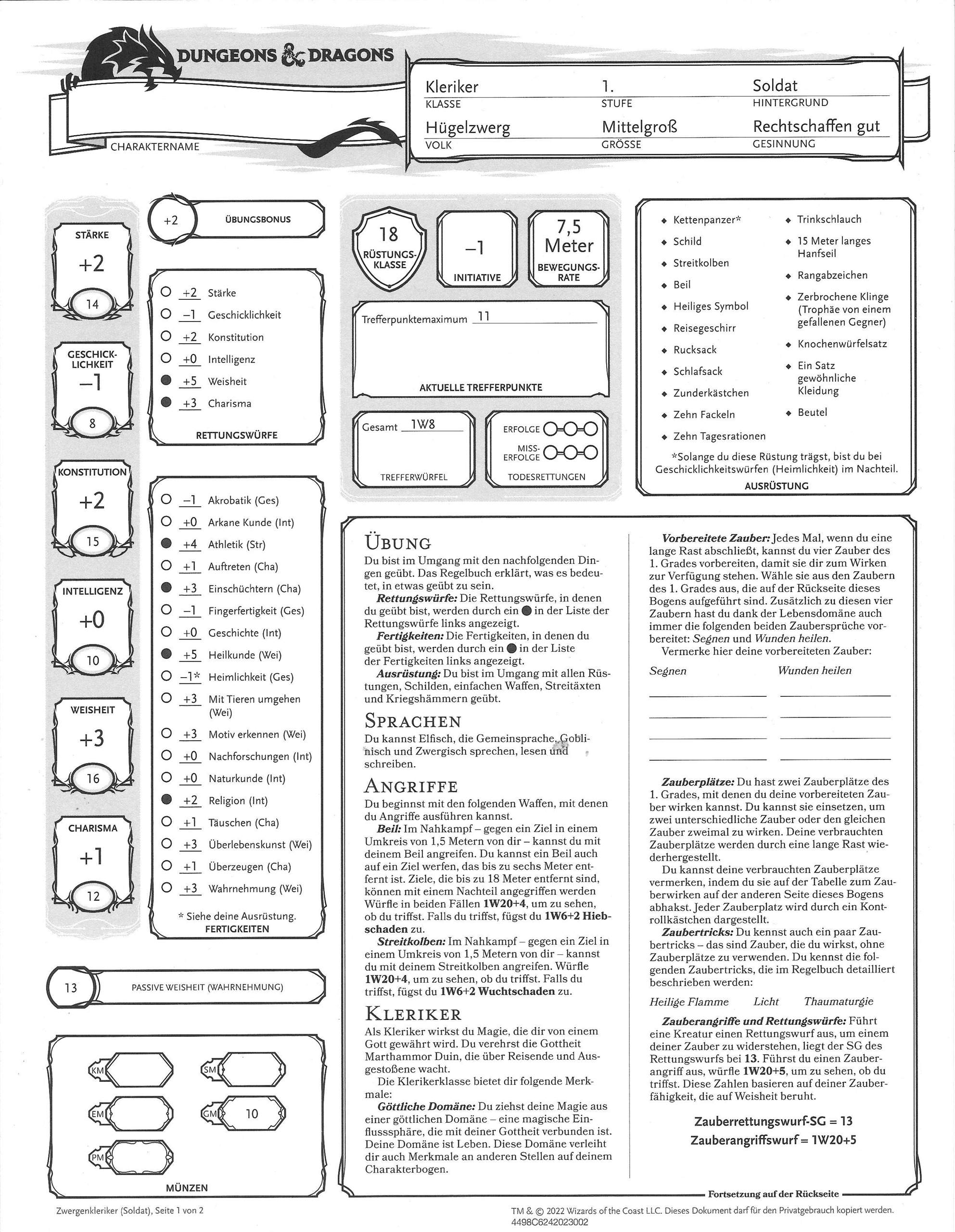 DnD Charakterbogen Erklärung? (Fantasy, regeln, Fantasie)