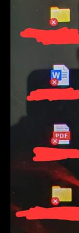 Dokumente, etc. werden im Drsktop mit x angezeigt?