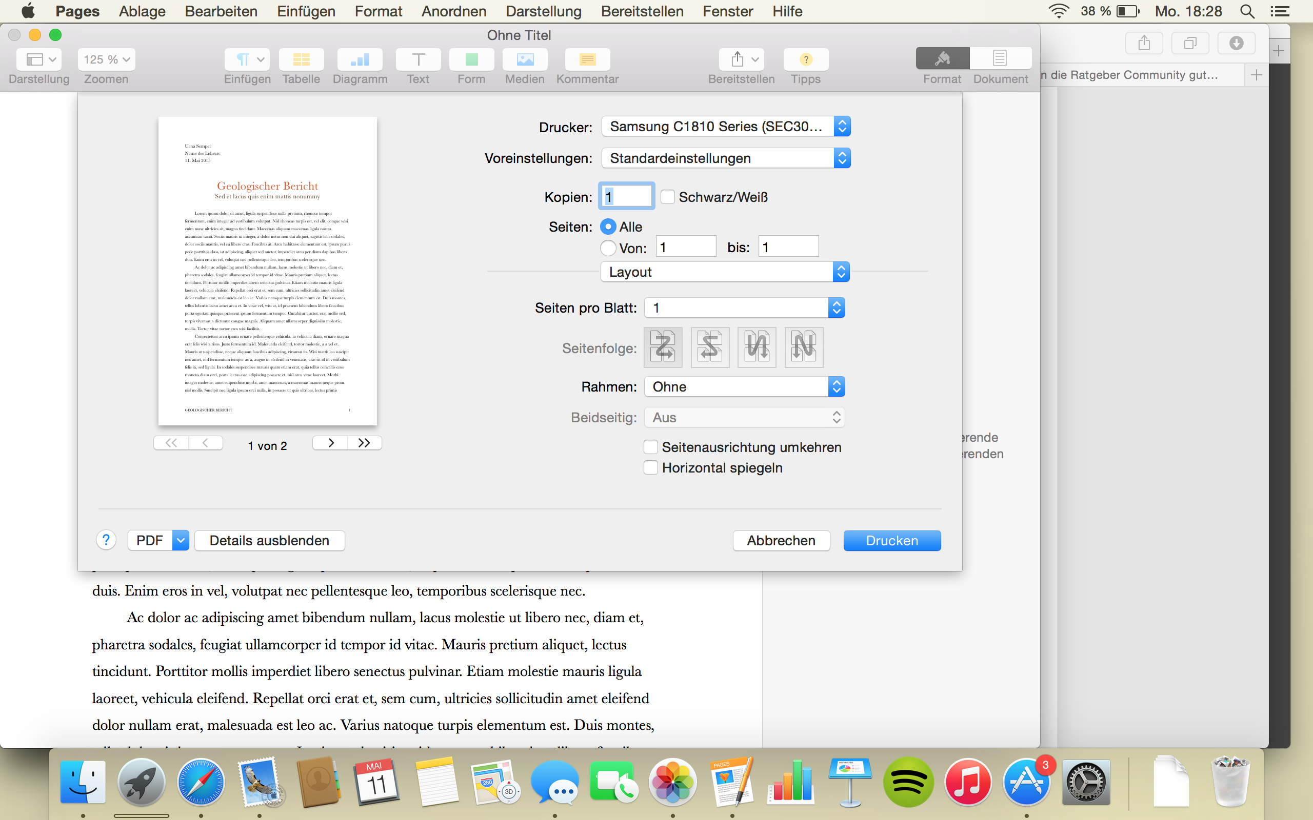 Doppelseitig drucken unter Pages (MacBook, Drucker, Dokumente)