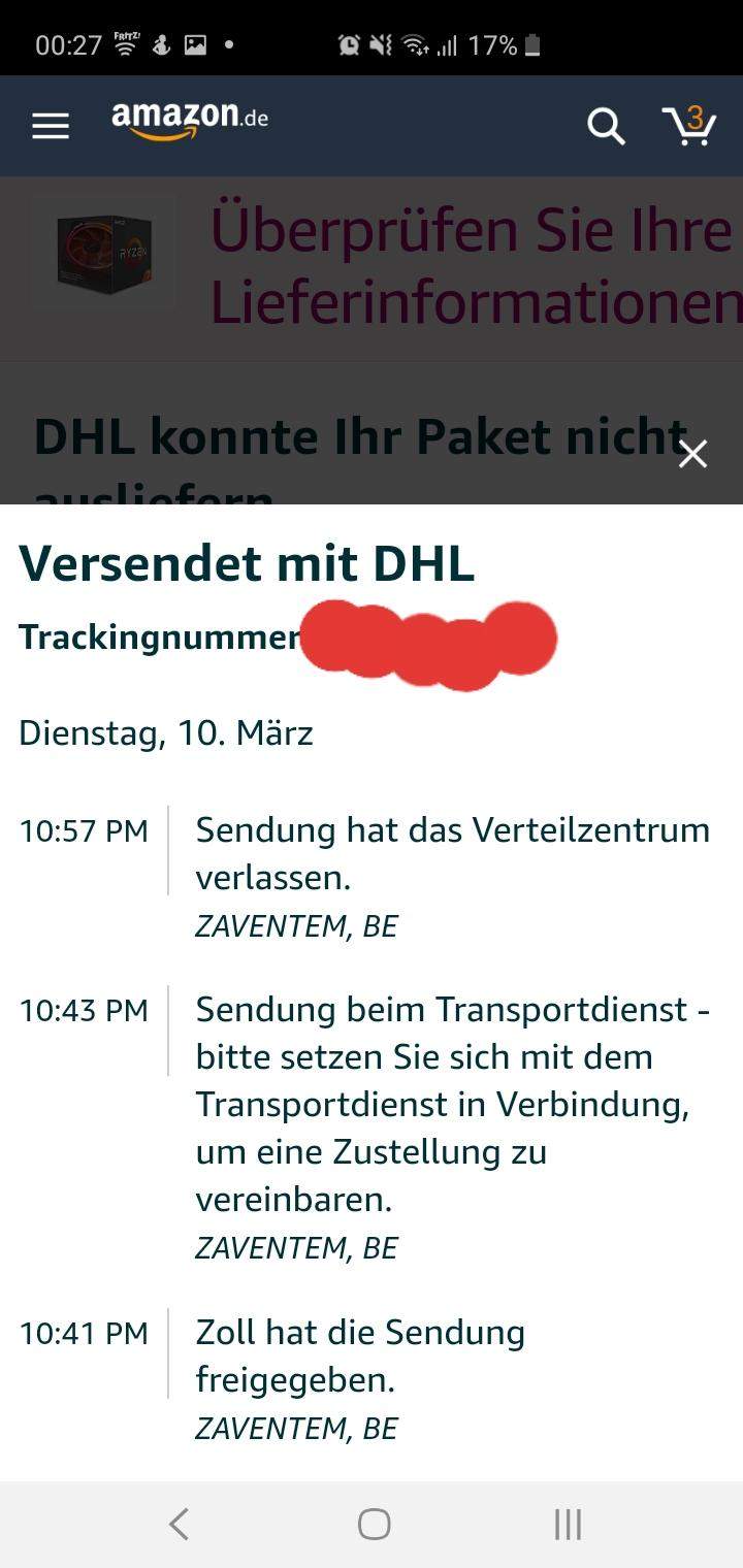 Drage zu Amazon Bestellung DHL Zustellung Problem?