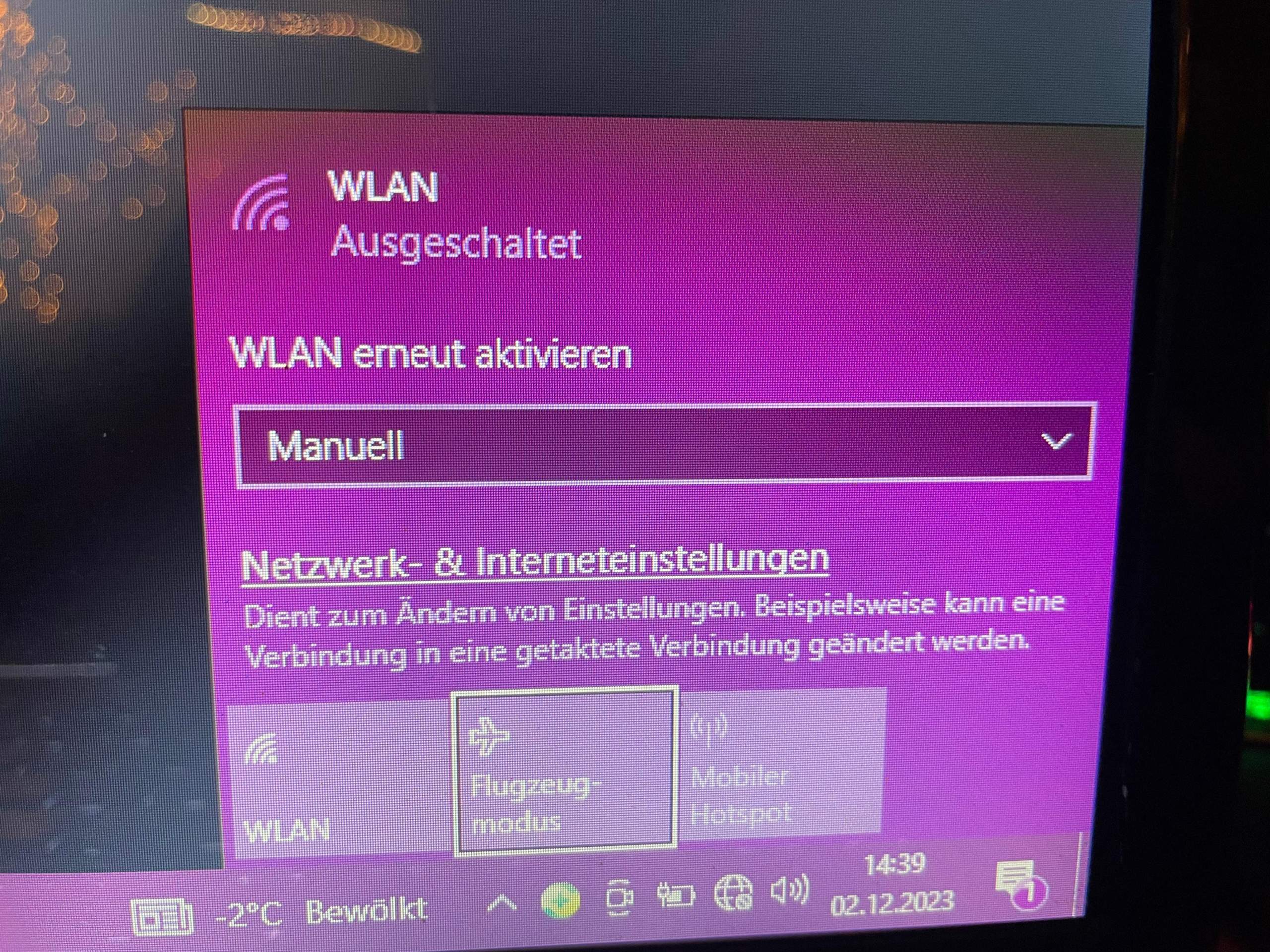 Drahtloses Wlan lässt sich nicht einschalten / Laptop? (Internet