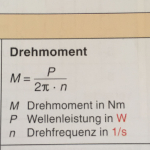 Drehmoment mit Antriebsleistung und ...