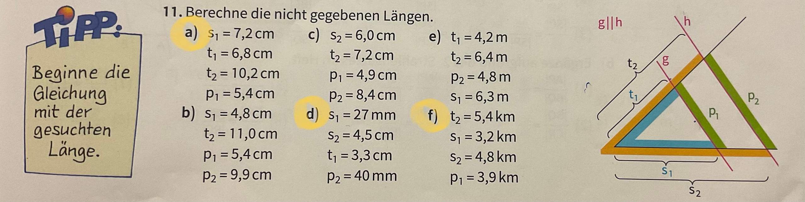 beschriftetes Dreieck im Rechteck