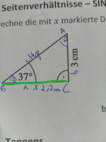 Dreieck seiten berechnen (sin,cos,tan)? (Schule, Mathe ...