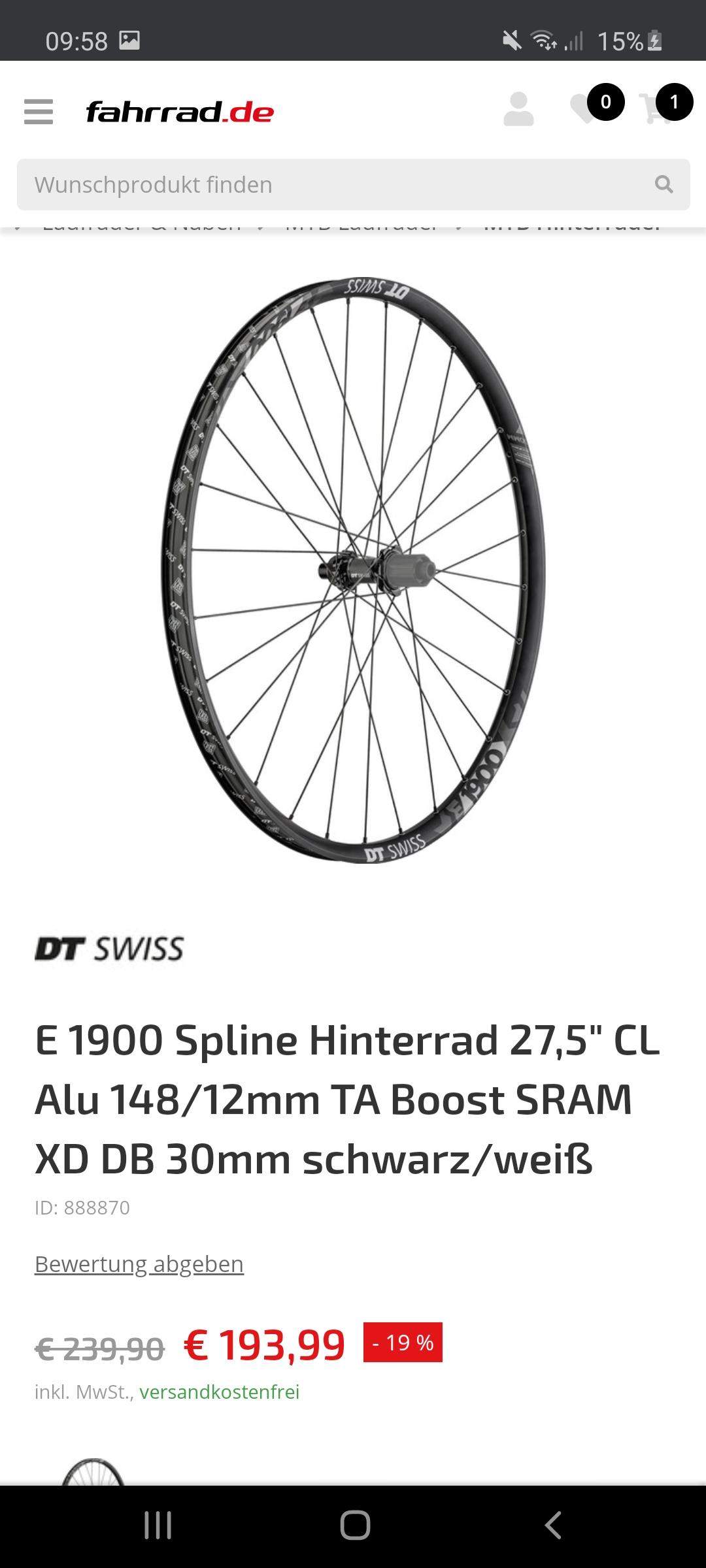 Dt swiss e1900 sram xd boost so richtig? (Fahrrad