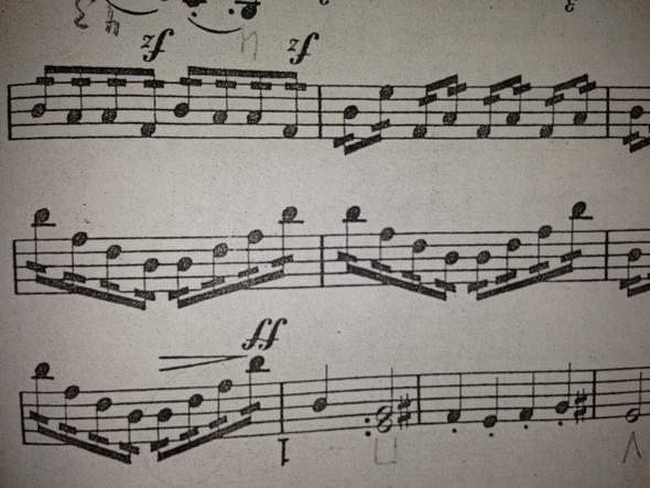 Balken durch Notenhälse - (Noten, Geige, Orchester)
