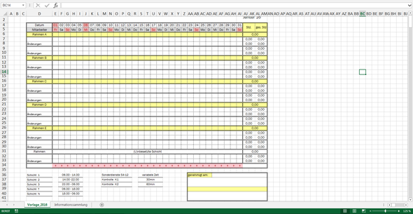 Dienstplan - (Microsoft Excel, Formel)