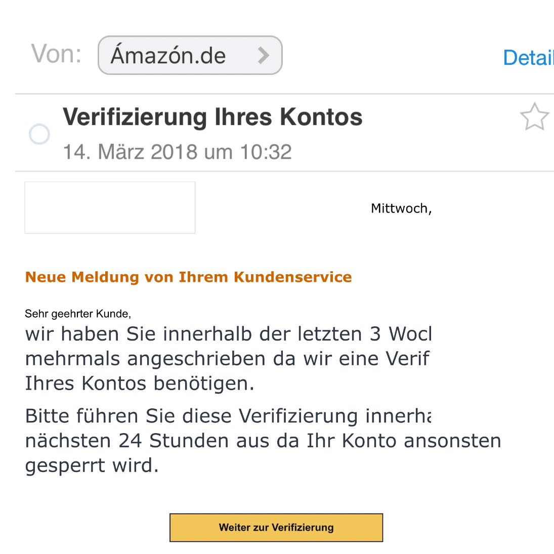 E Mail Von Amazon Verlang Verifizierung Ist Fake Oder Amazon Betrug