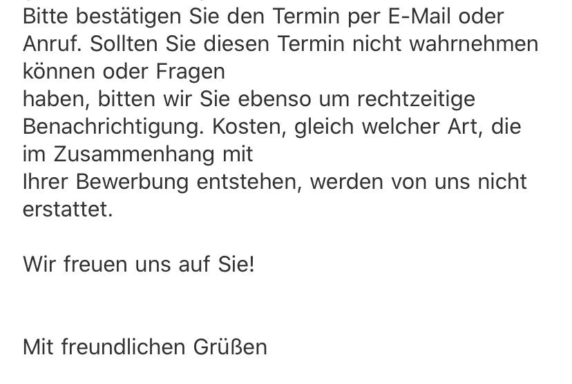 E Mail Von Penny Bestatigen Bewerbung Vorstellungsgespräch Zusagen Email