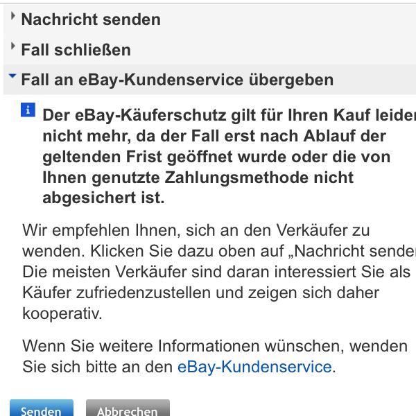 Ebay Fall An Kundenservice Ubergeben Geht Nicht Mit Foto Recht Kaufen Verkaufen