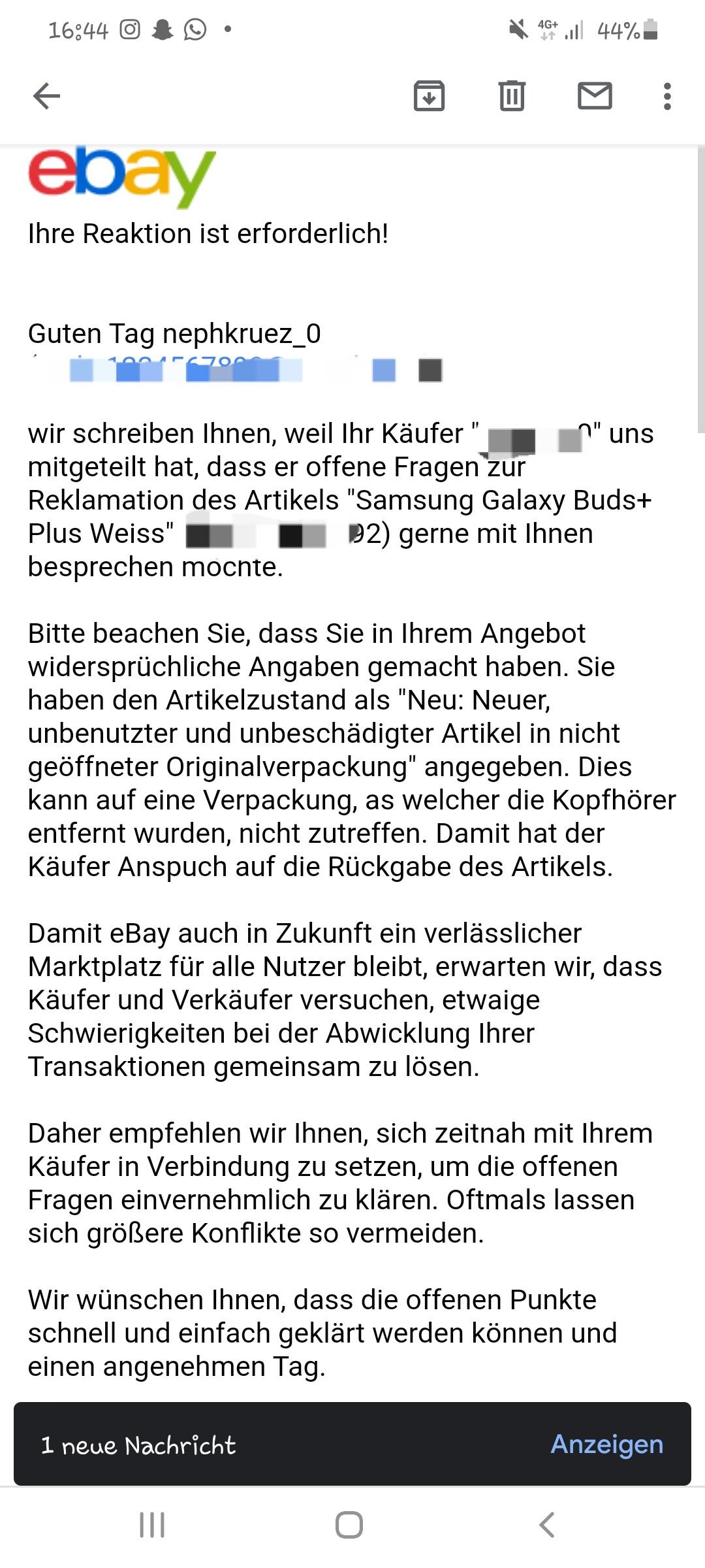 Ebay Kaufer Hat Beschreibung Nicht Richtig Gelesen Computer Ebay Verkauf Ebay Konzern