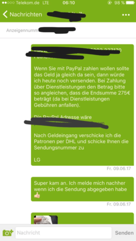 Chat 3 - (Kleinanzeigen, Rückgabe, Privatverkauf)