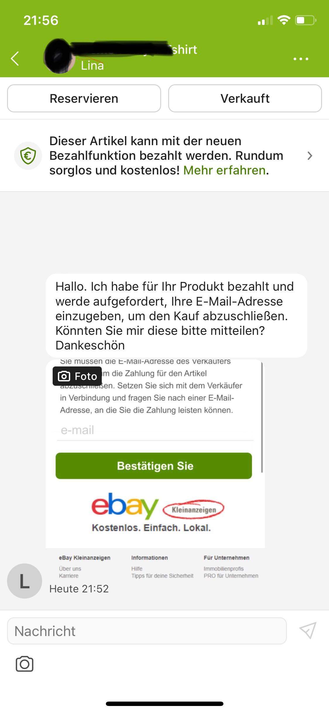 Ebay Kleinanzeigen Käufer will meine Email? Betrug? (eBay Betrug)